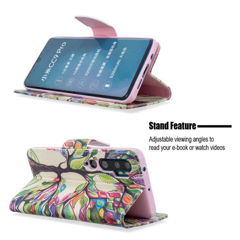 Flip Cover Læder for Xiaomi Mi Note 10 / 10 Pro Farvet Træ