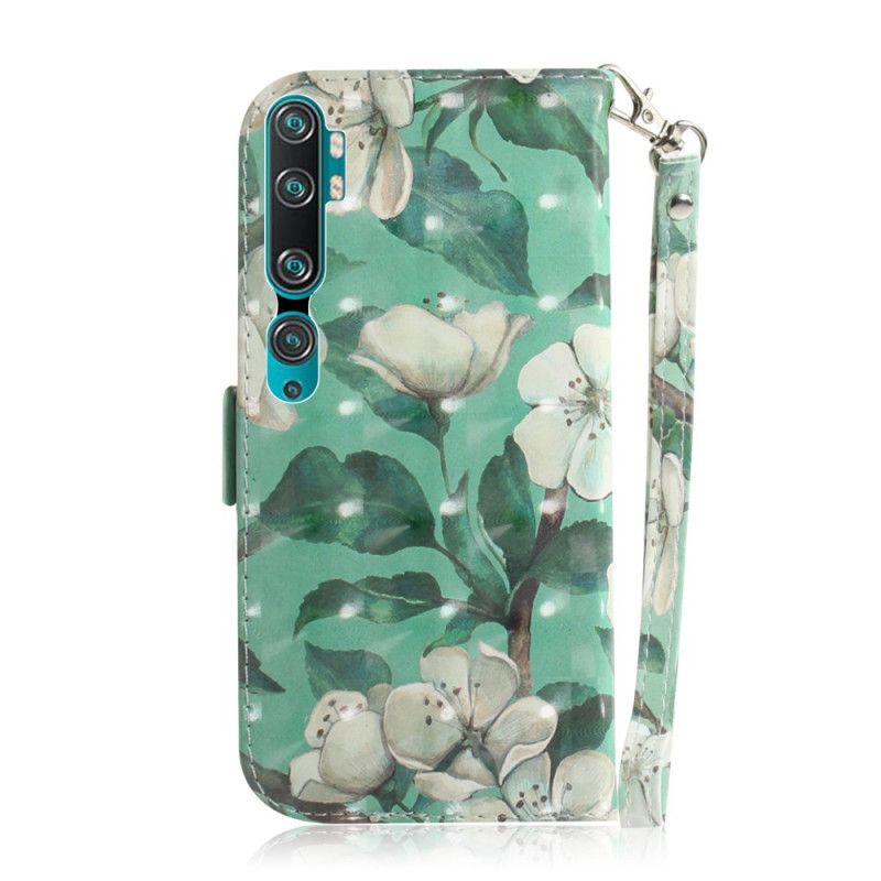 Flip Cover Læder Xiaomi Mi Note 10 / 10 Pro Blomstrende Gren Med Rem Original