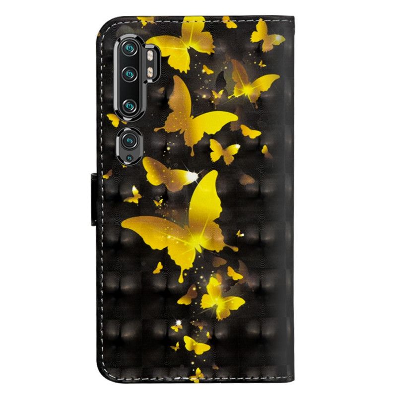 Flip Cover Læder Xiaomi Mi Note 10 / 10 Pro Gule Sommerfugle Beskyttelse