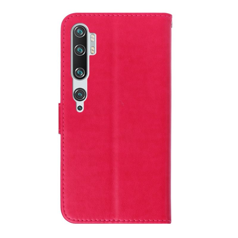 Flip Cover Læder Xiaomi Mi Note 10 / 10 Pro Magenta Sommerfugl Charme