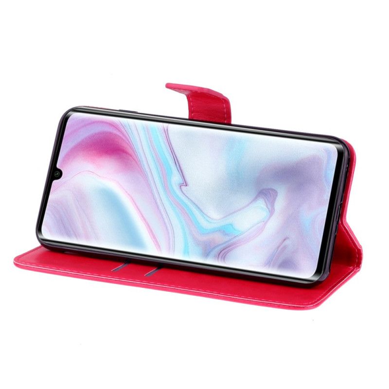 Flip Cover Læder Xiaomi Mi Note 10 / 10 Pro Magenta Sommerfugl Charme