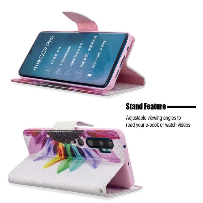 Flip Cover Xiaomi Mi Note 10 / 10 Pro Mobilcover Akvarelblomst