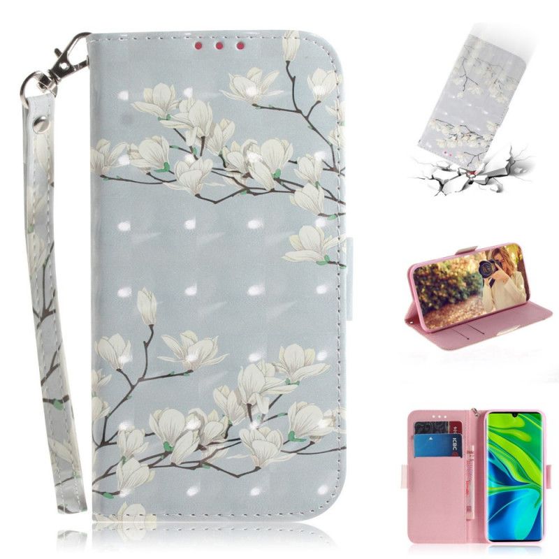 Flip Cover Xiaomi Mi Note 10 / 10 Pro Mobilcover Blomstrende Træ Med Rem