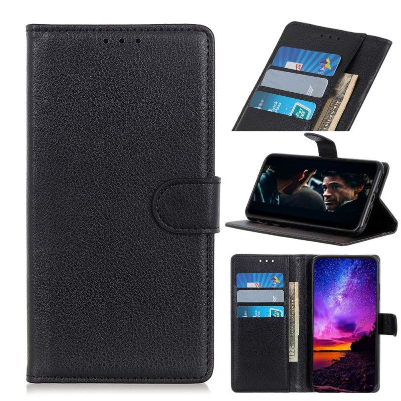 Flip Cover Xiaomi Mi Note 10 / 10 Pro Sort Mobilcover Lychee Imiteret Læder