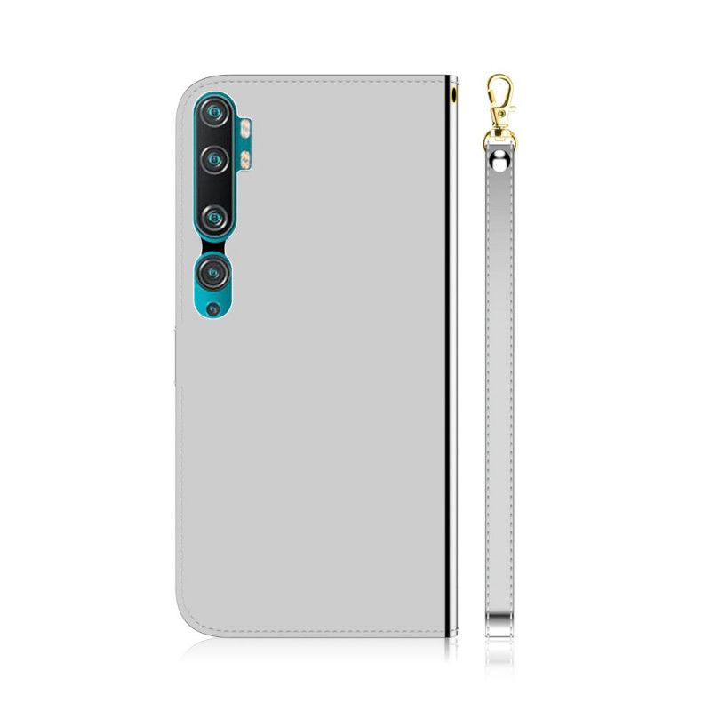 Flip Cover Xiaomi Mi Note 10 / 10 Pro Sort Mobilcover Spejlbetræk I Imiteret Læder