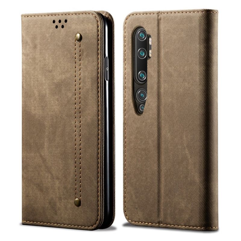 Læder Cover for Xiaomi Mi Note 10 / 10 Pro Sort Jeansstof