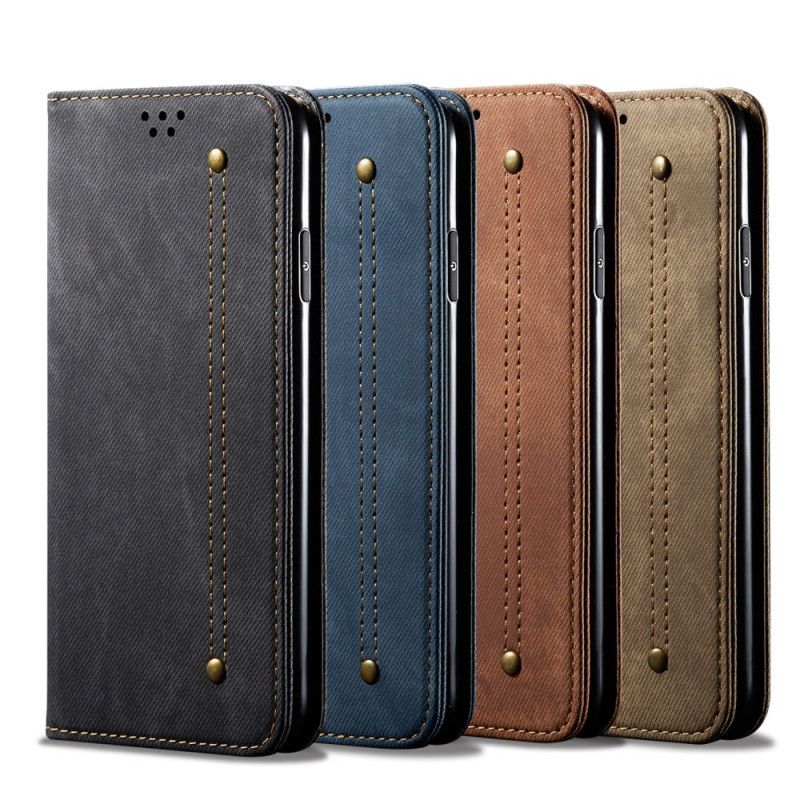 Læder Cover for Xiaomi Mi Note 10 / 10 Pro Sort Jeansstof