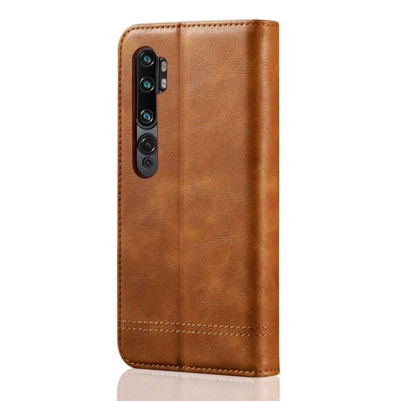 Læder Cover Xiaomi Mi Note 10 / 10 Pro Sort Syet Lædereffekt