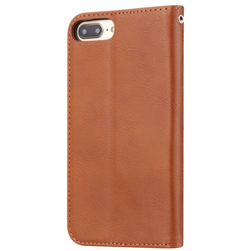 Læder Cover for iPhone 6 / 6S Plus Sort Kortholder I Kunstlæder