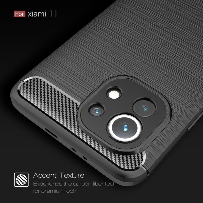 Cover for Xiaomi Mi 11 Sort Børstet Kulfiber