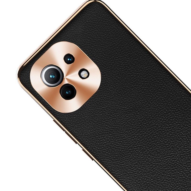 Cover Xiaomi Mi 11 Sort Fotomodul Til Beskyttelse Af Ægte Læder