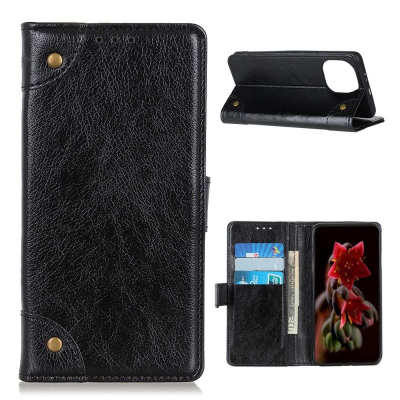 Flip Cover Xiaomi Mi 11 Sort Vintage Nitter Nappalæder Stil