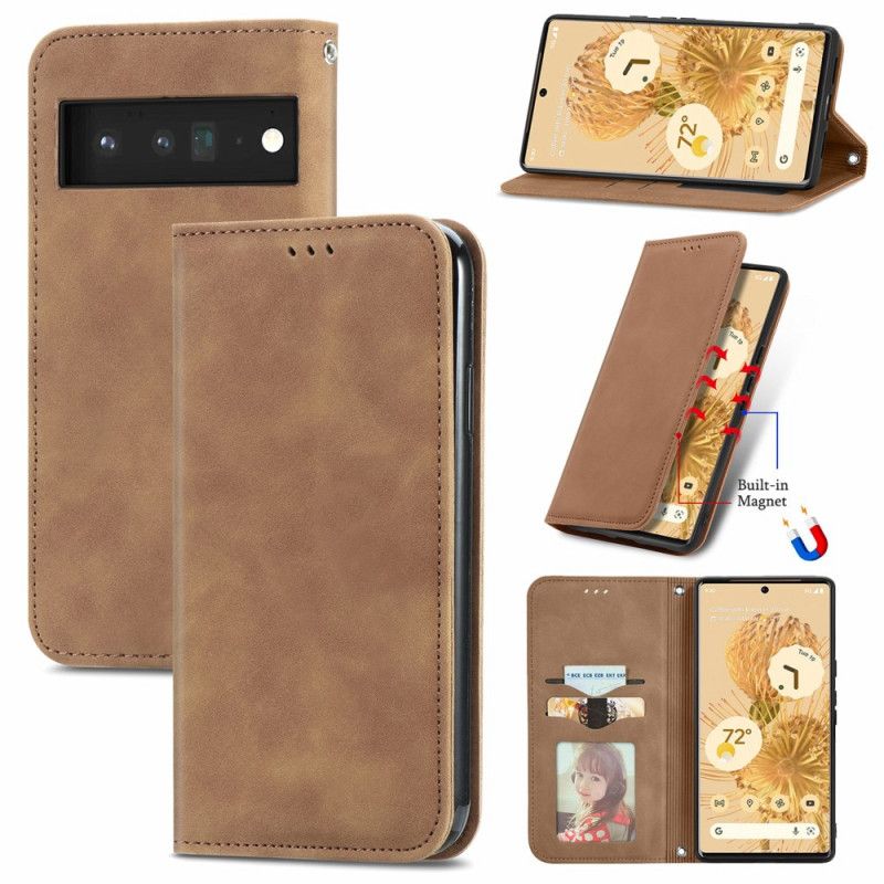 Flip Cover Google Pixel 6 Skin-touch Vintage Design