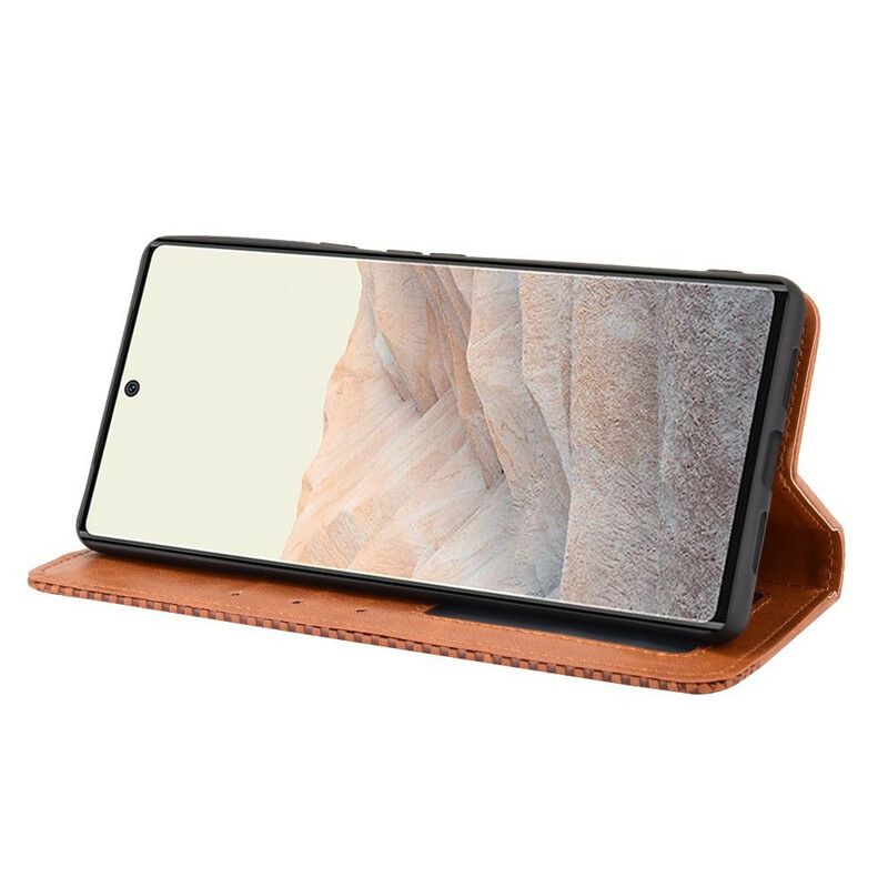 Flip Cover Google Pixel 6 Stiliseret Vintage Lædereffekt