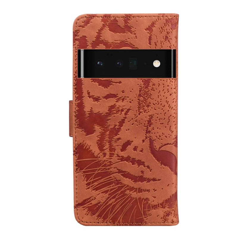 Flip Cover Google Pixel 6 Tiger Face Print