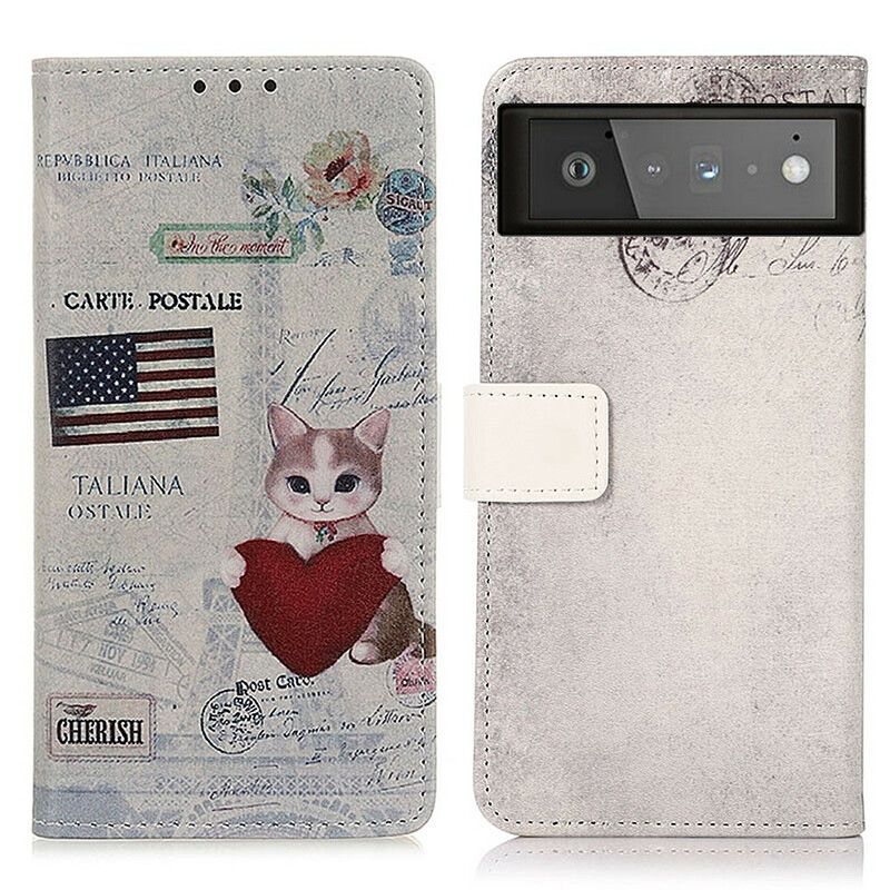 Flip Cover Google Pixel 6 Traveller Kat