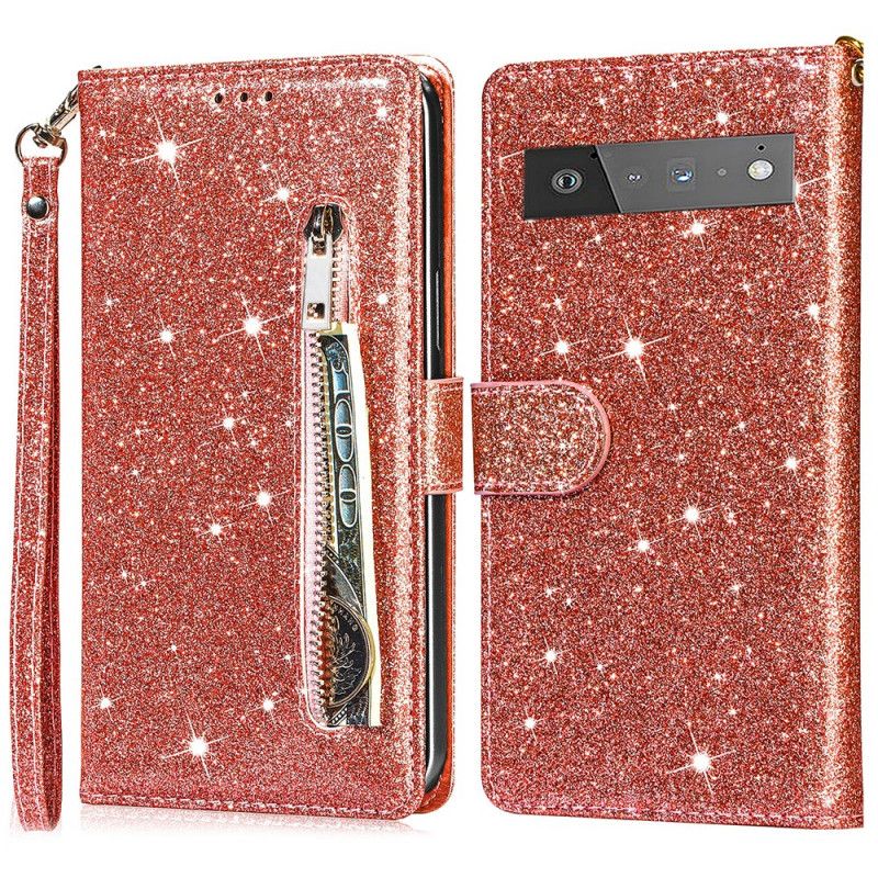 Læder Cover Google Pixel 6 Sequin Møntpung