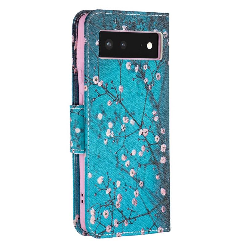 Læder Cover Google Pixel 6 Telefon Etui Blomstrende Trægren