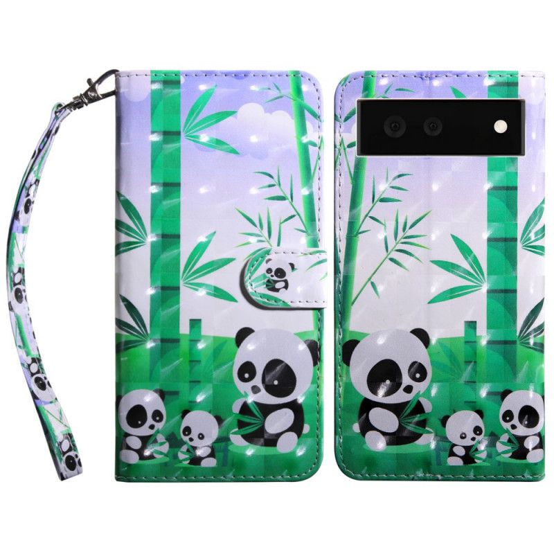 Læder Cover Google Pixel 6 Telefon Etui Panda Family