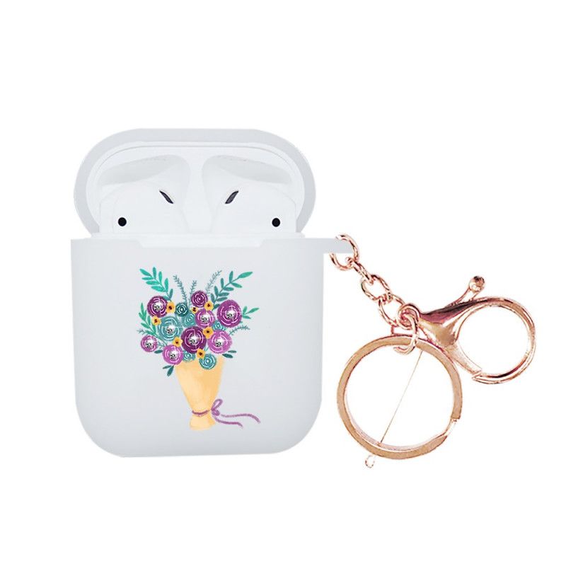 Cover AirPods Rød Serie Blomsterbuket Nxed Med Snapkrog Beskyttelse