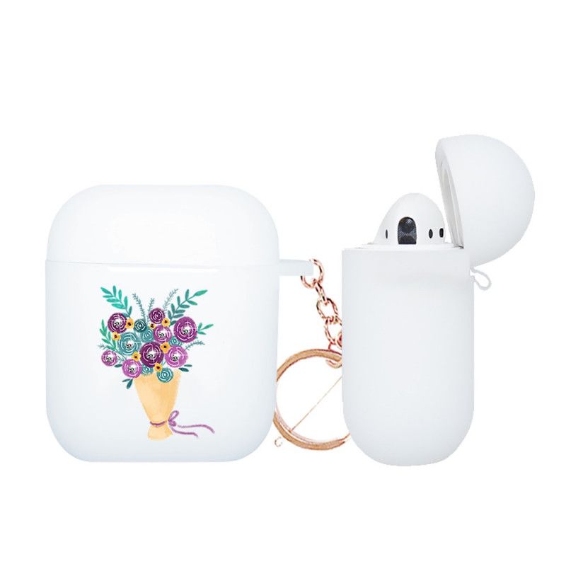 Cover AirPods Rød Serie Blomsterbuket Nxed Med Snapkrog Beskyttelse