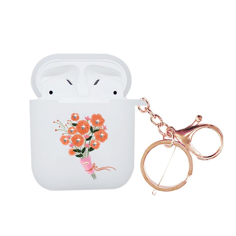 Cover AirPods Rød Serie Blomsterbuket Nxed Med Snapkrog Beskyttelse