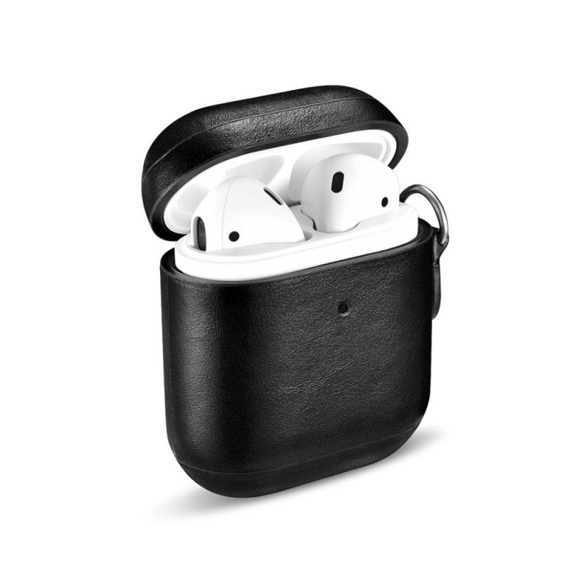 Cover AirPods Sort Ægte Læder Med Icarer Rem