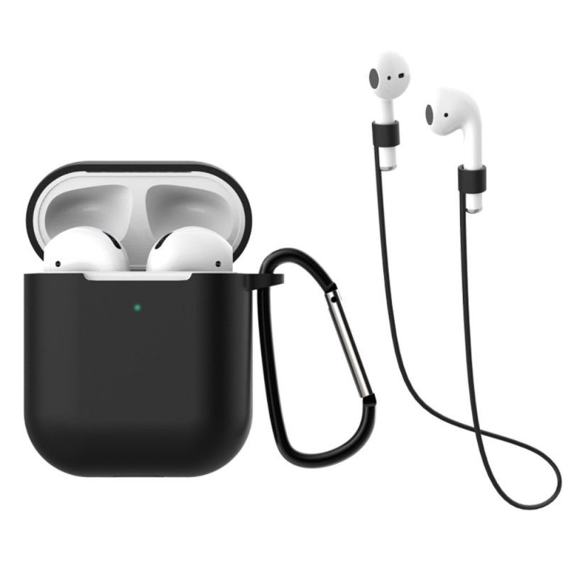 Cover AirPods Sort Med Karabinhage Og Snor