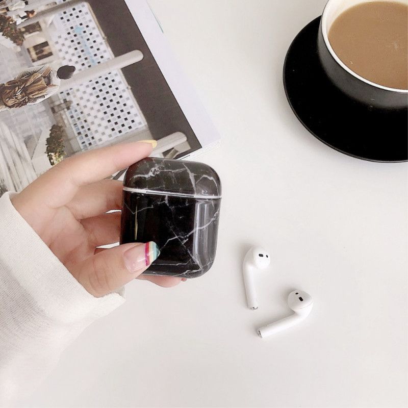 Cover AirPods Sort Mobilcover Silikone Marmor Stil