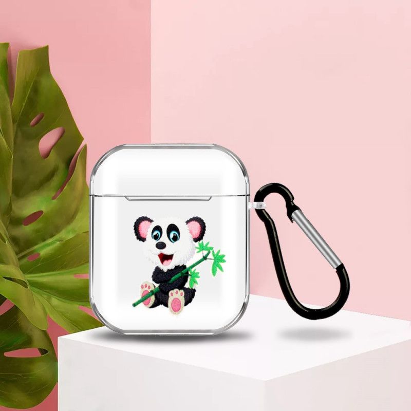 Cover for AirPods Sort Silikone Fra Dyreserie Med Karabinhage