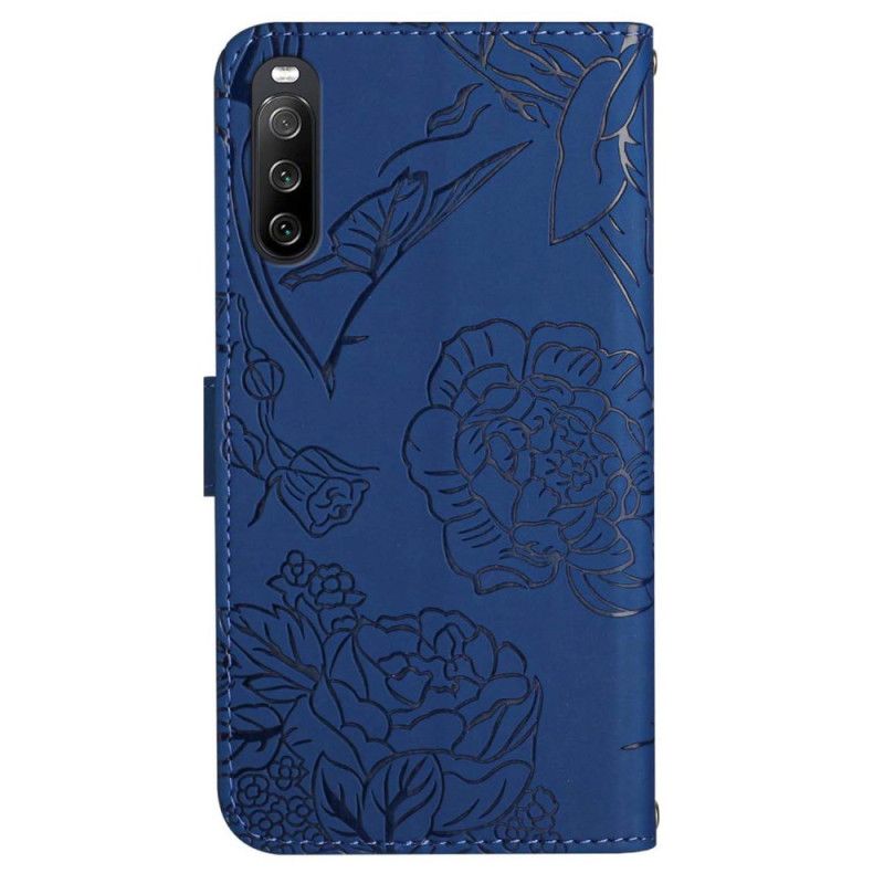 Flip Cover Sony Xperia 10 Vi Sommerfugletryk Med Skulderrem