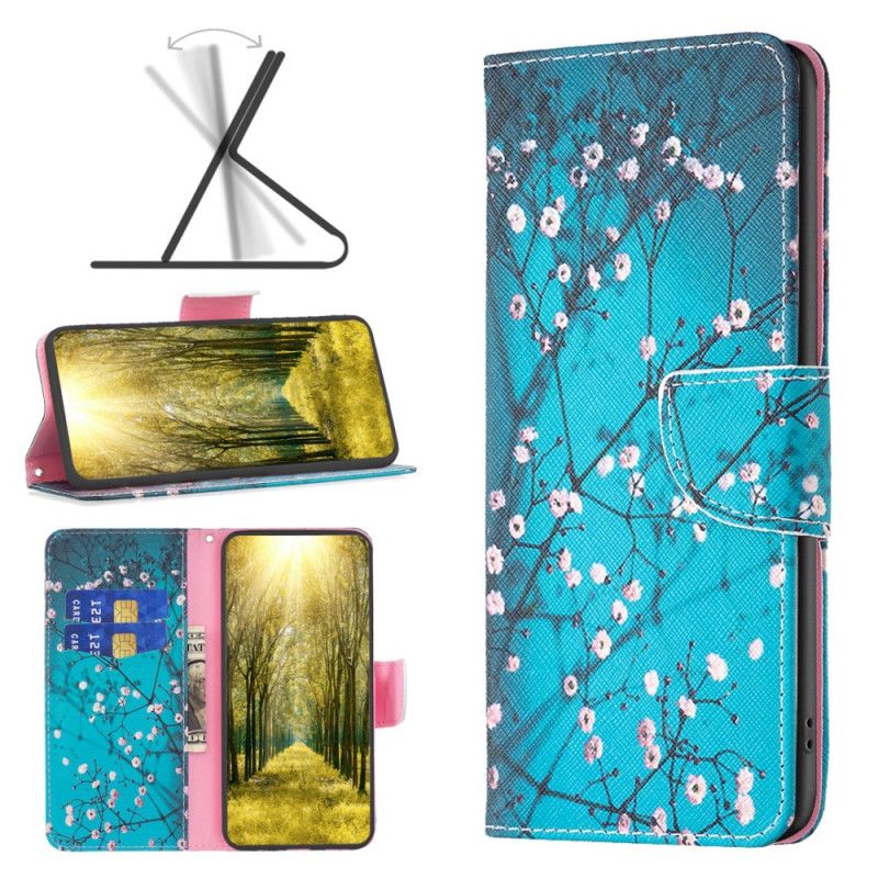 Læder Cover Sony Xperia 10 Vi Telefon Etui Blomstrende Grene