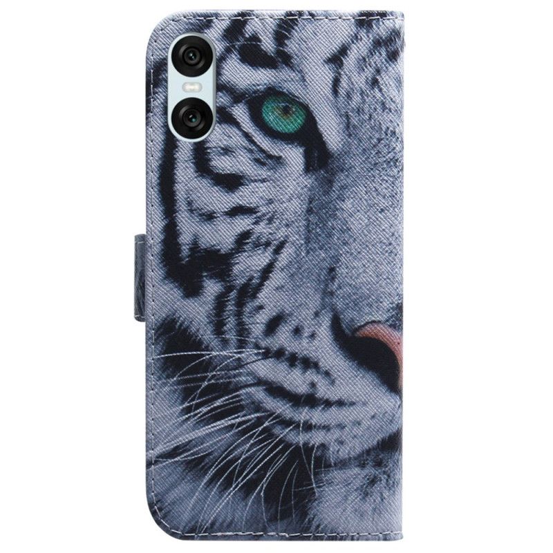 Læder Cover Sony Xperia 10 Vi Telefon Etui Hvid Tiger