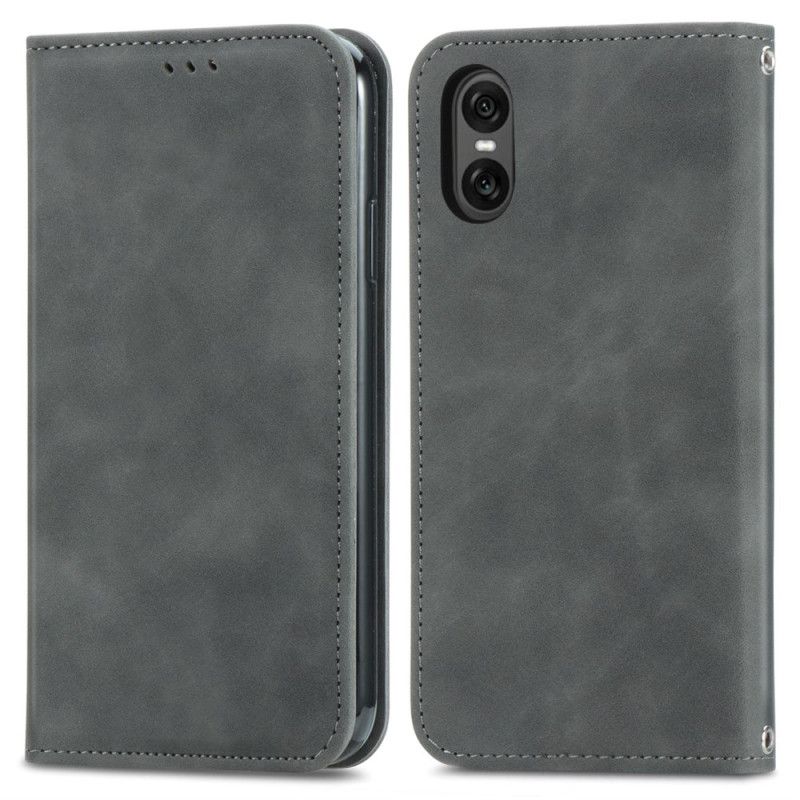 Læder Cover Sony Xperia 10 Vi Telefon Etui Ruskindseffekt