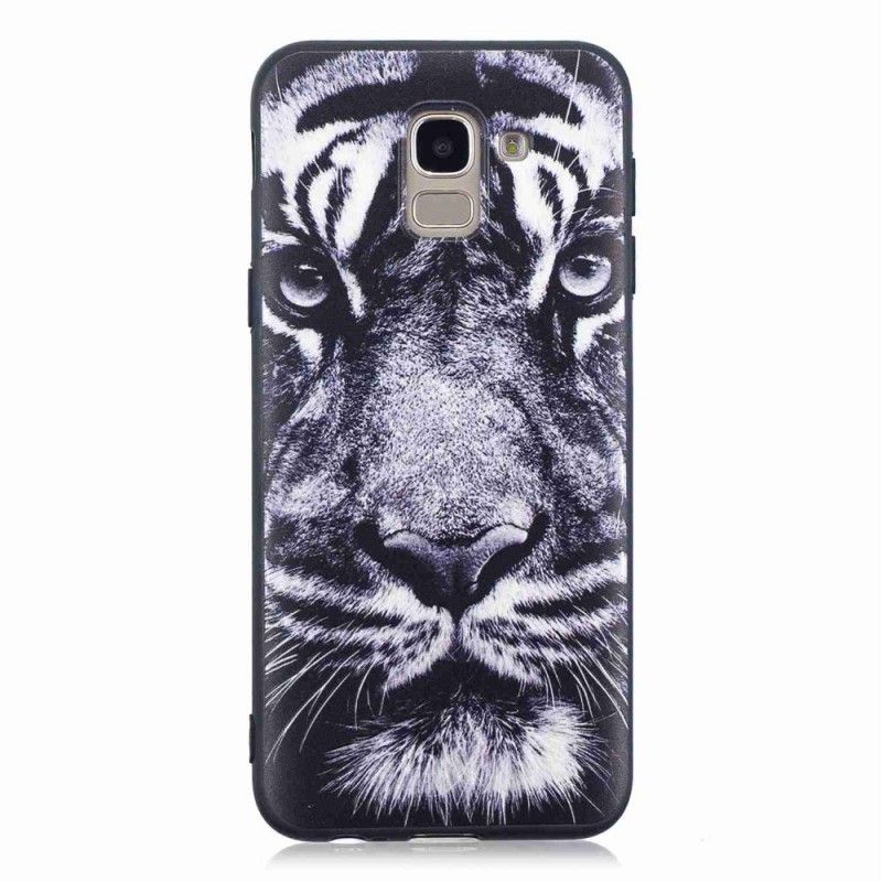 Cover for Samsung Galaxy J6 Sort Og Hvid Tiger