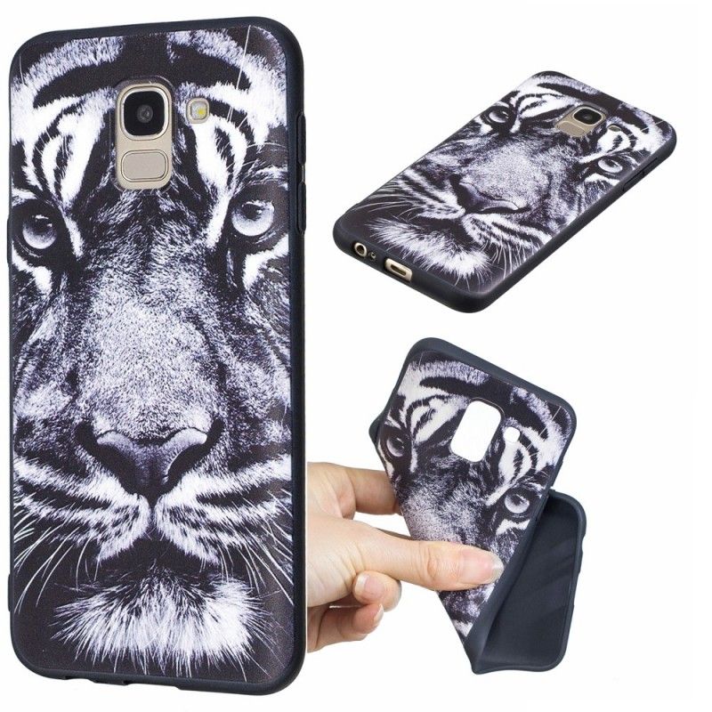 Cover for Samsung Galaxy J6 Sort Og Hvid Tiger