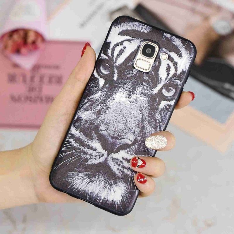 Cover for Samsung Galaxy J6 Sort Og Hvid Tiger