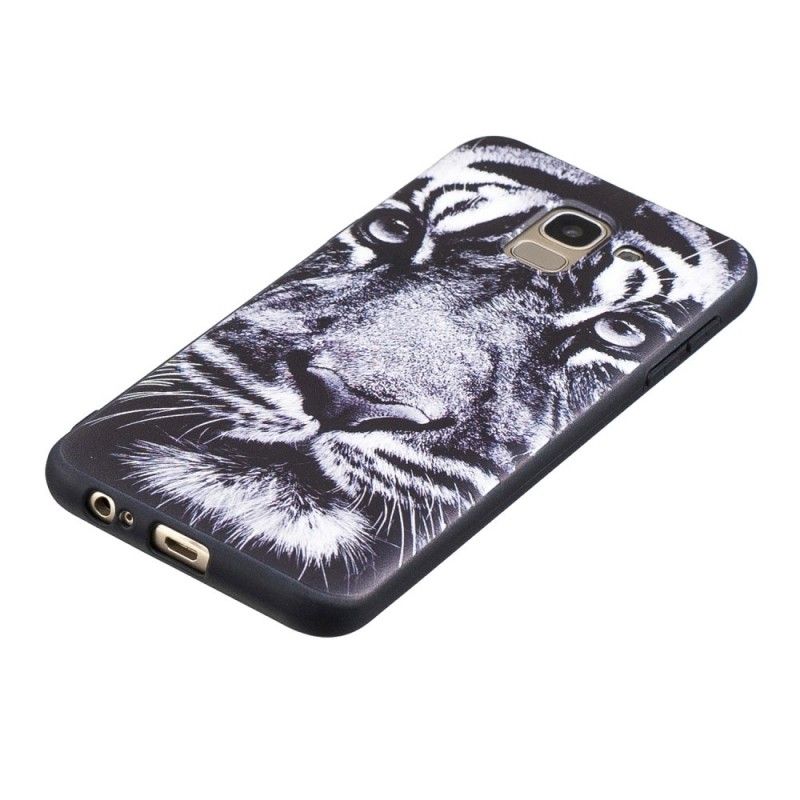 Cover for Samsung Galaxy J6 Sort Og Hvid Tiger