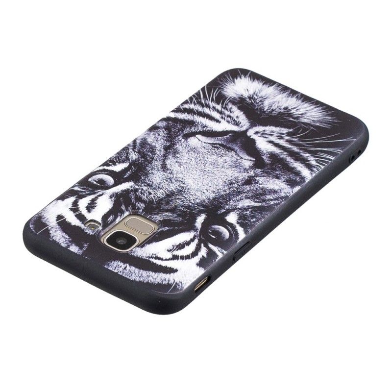 Cover for Samsung Galaxy J6 Sort Og Hvid Tiger