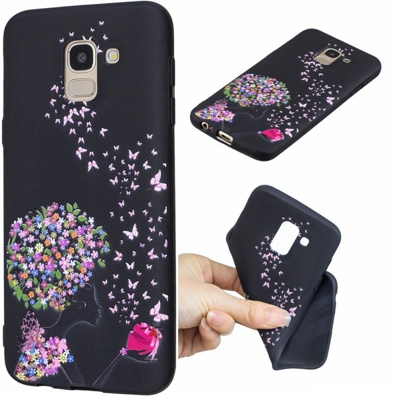 Cover Samsung Galaxy J6 Kvinde Med Et Blomstret Hoved Original