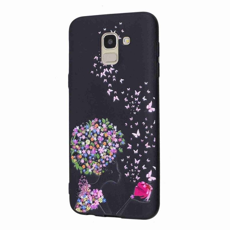 Cover Samsung Galaxy J6 Kvinde Med Et Blomstret Hoved Original