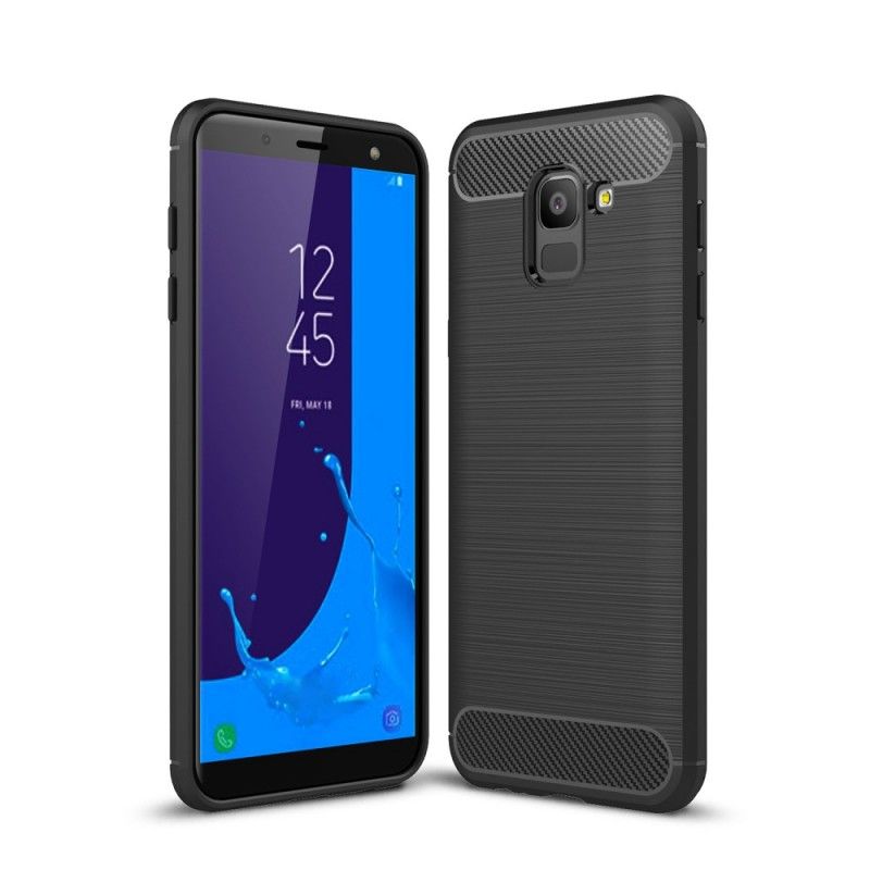 Cover Samsung Galaxy J6 Sort Børstet Kulfiber