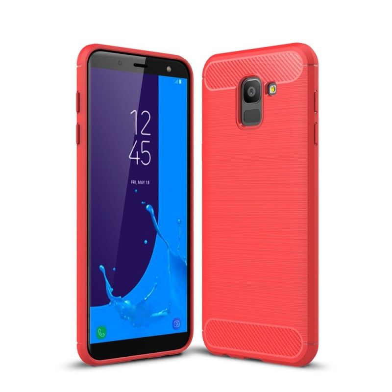 Cover Samsung Galaxy J6 Sort Børstet Kulfiber