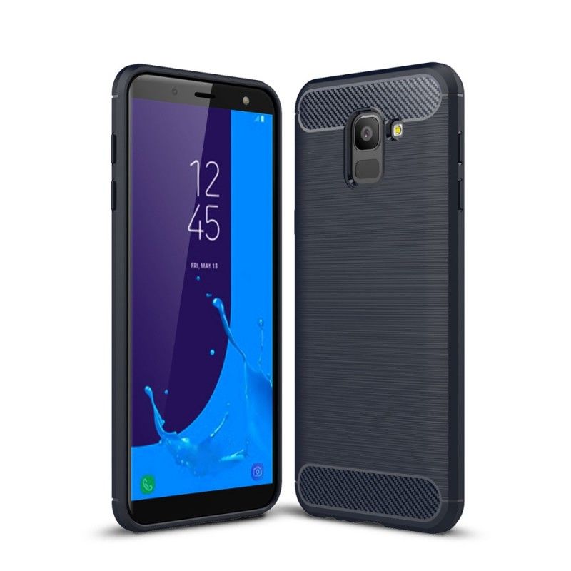 Cover Samsung Galaxy J6 Sort Børstet Kulfiber