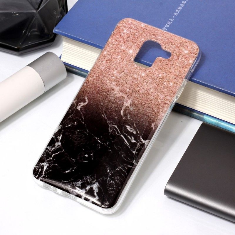 Cover Samsung Galaxy J6 Sort Marmorglitter Beskyttelse