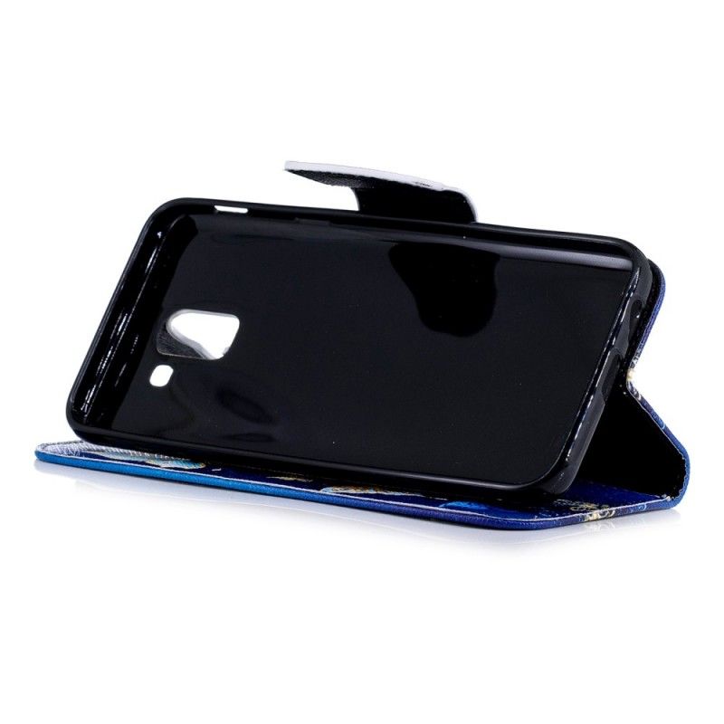 Flip Cover Læder for Samsung Galaxy J6 Gyldne Sommerfugle