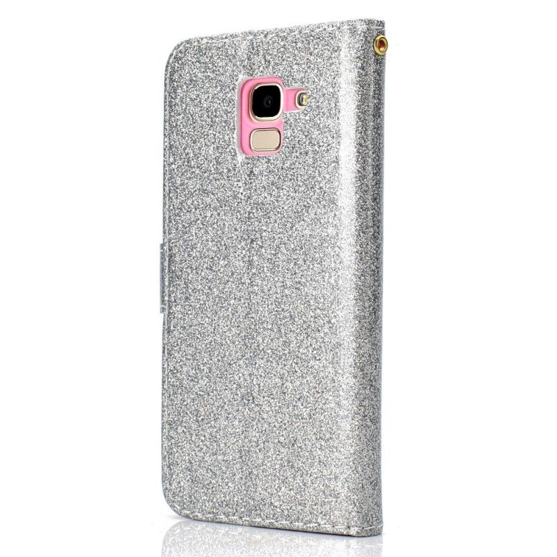 Flip Cover Læder for Samsung Galaxy J6 Lilla Glitter