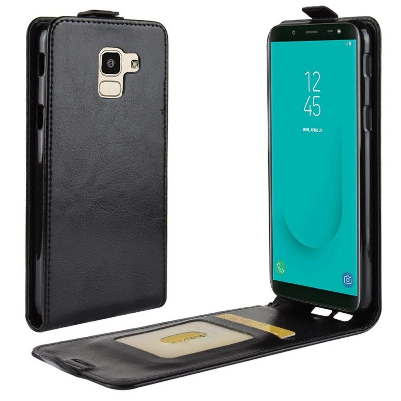 Flip Cover Læder for Samsung Galaxy J6 Sort Foldning Af Lædereffekt