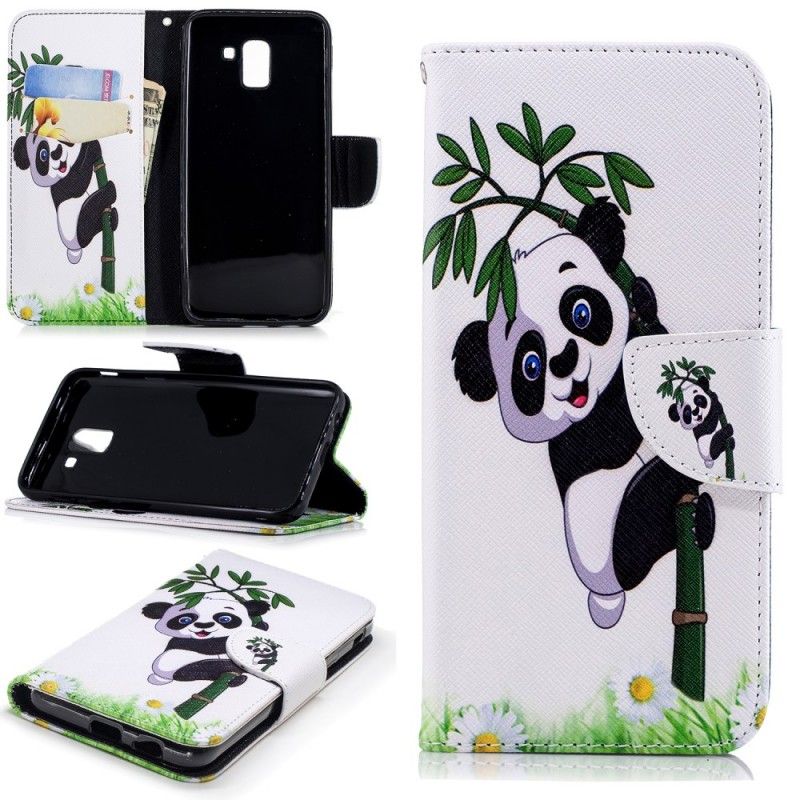 Flip Cover Læder Samsung Galaxy J6 Panda På Bambus