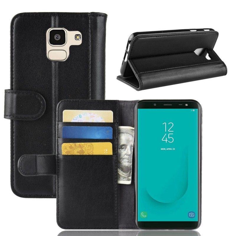 Flip Cover Samsung Galaxy J6 Sort Delt Læder